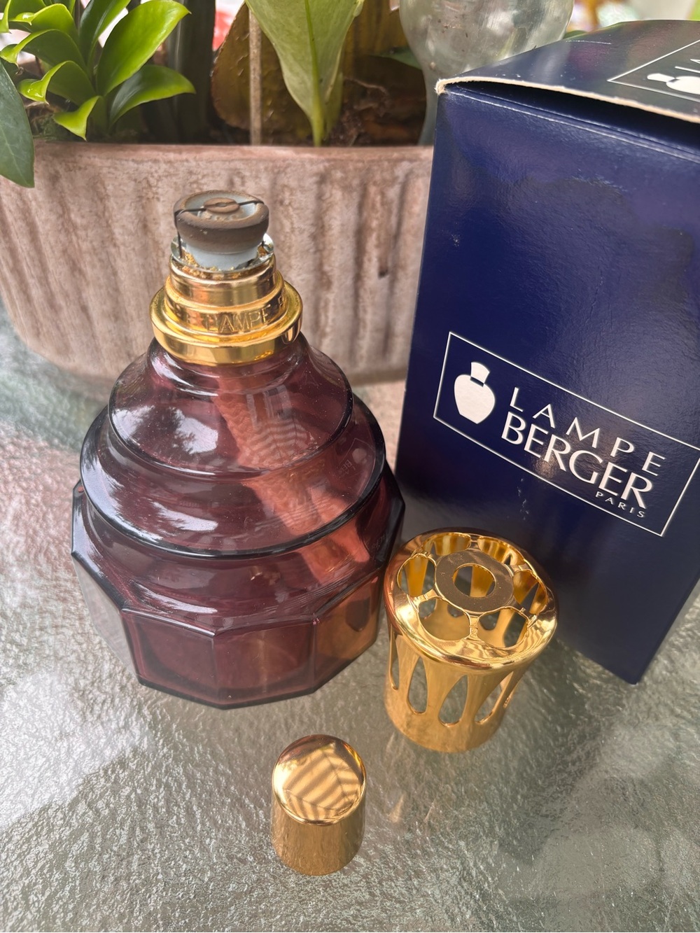 Lampe Berger Burgundy Glass Fragrance Lamp with Gold Cap - Picture 2 of 3